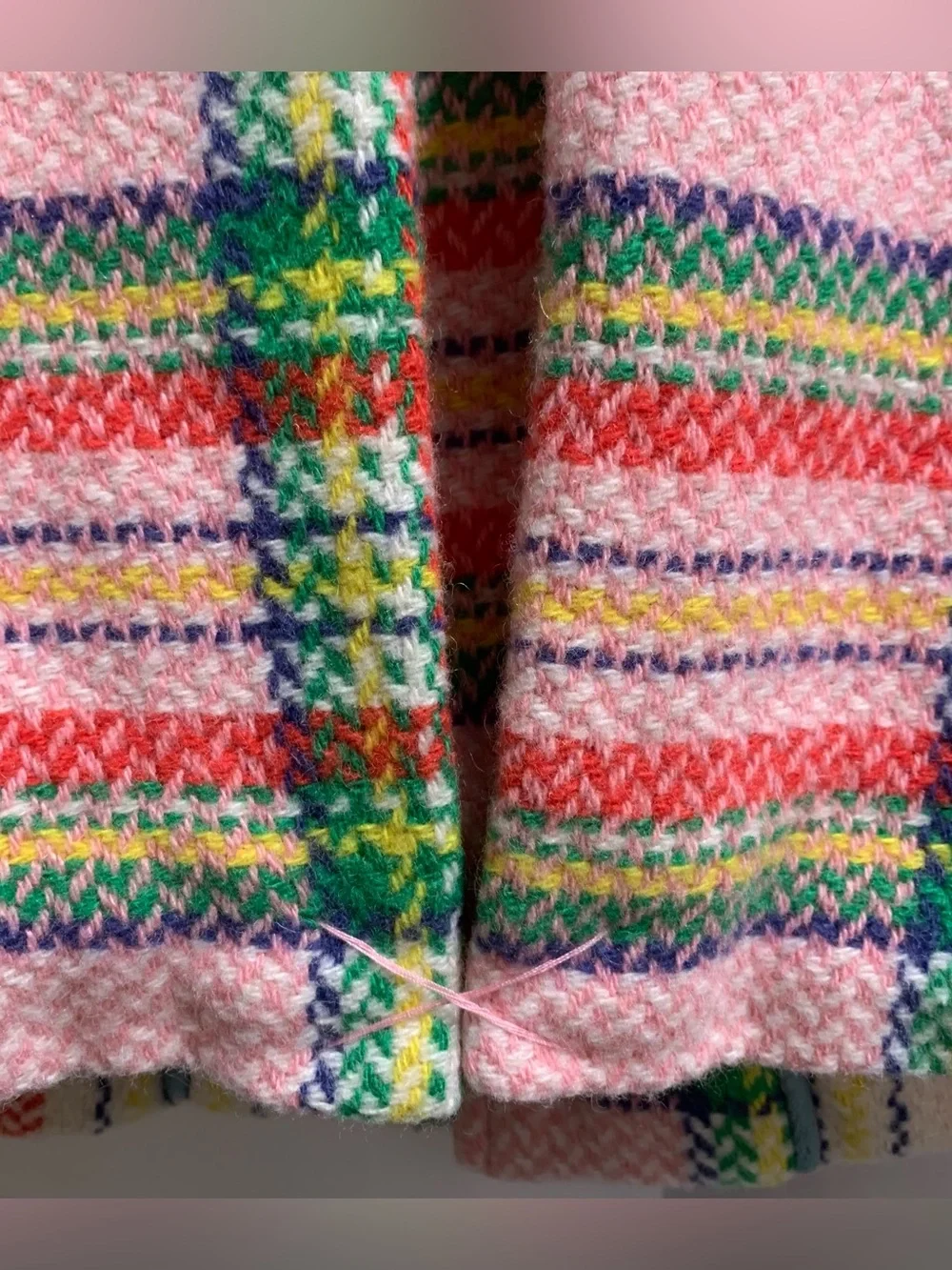 Mini Boden Colorful Plaid Wool Blend Coat Sz 8-9Y